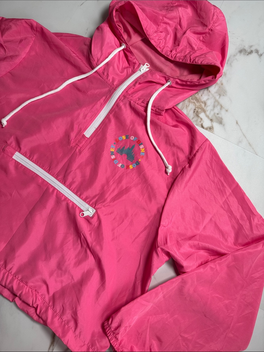 Disney Parks Dose of Disney Windbreaker Pull Over Jacket Crop Hooded Logo Sz 1X